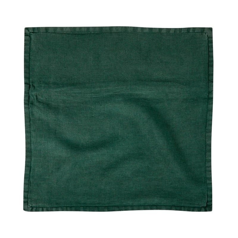 Belgian Deep Green Vintage Washed Linen Cushion