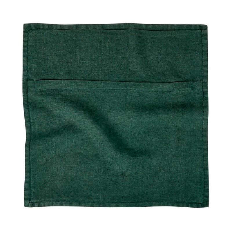 Belgian Deep Green Vintage Washed Linen Cushion