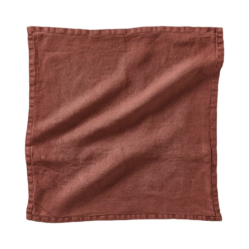 Belgian Vintage Washed Linen Mahogany Cushion Cover