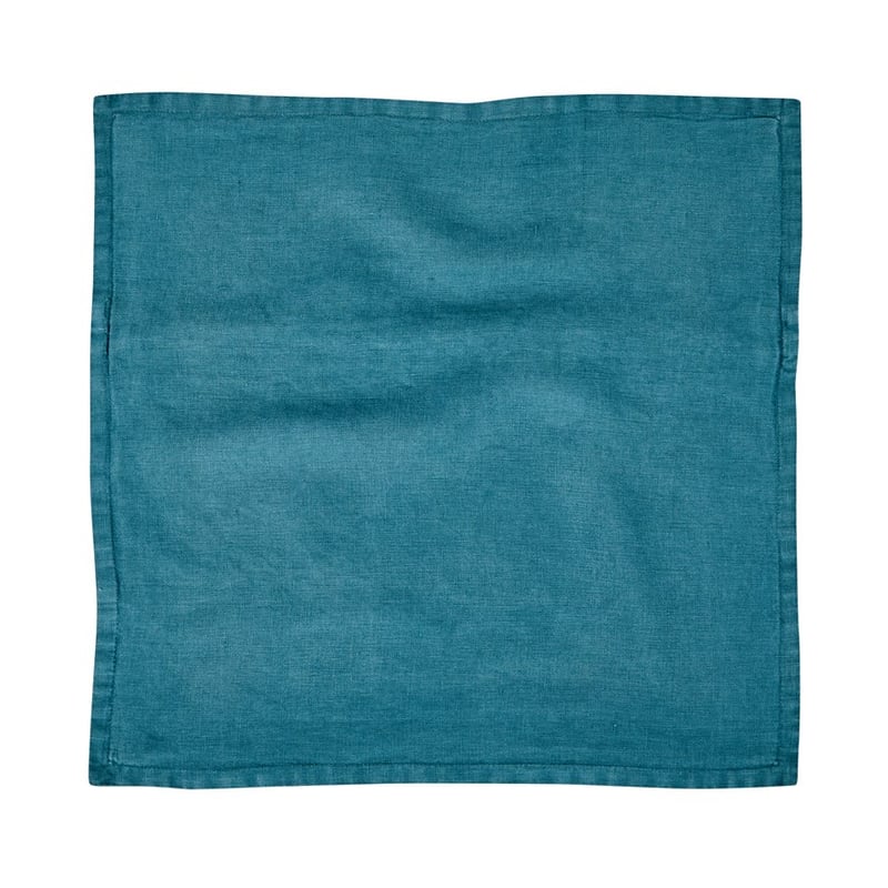 Belgian Vintage Washed Linen Teal Cushion Cover