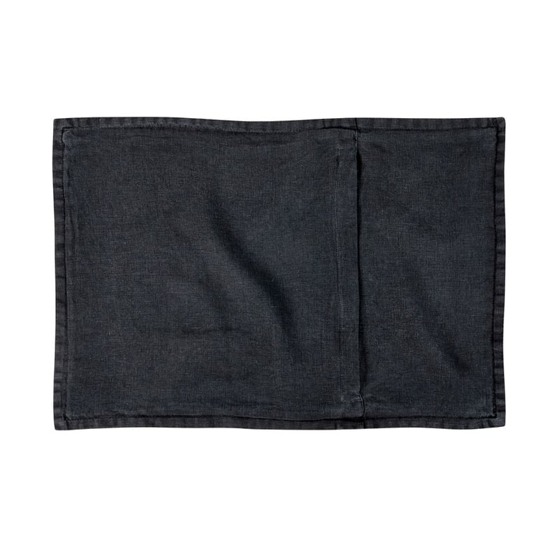 Belgian Vintage Washed Linen Charcoal Long Cushion Cover