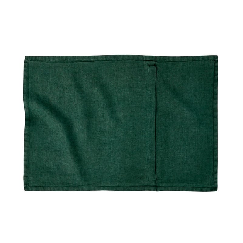 Belgian Deep Green Vintage Washed Linen Long Cushion