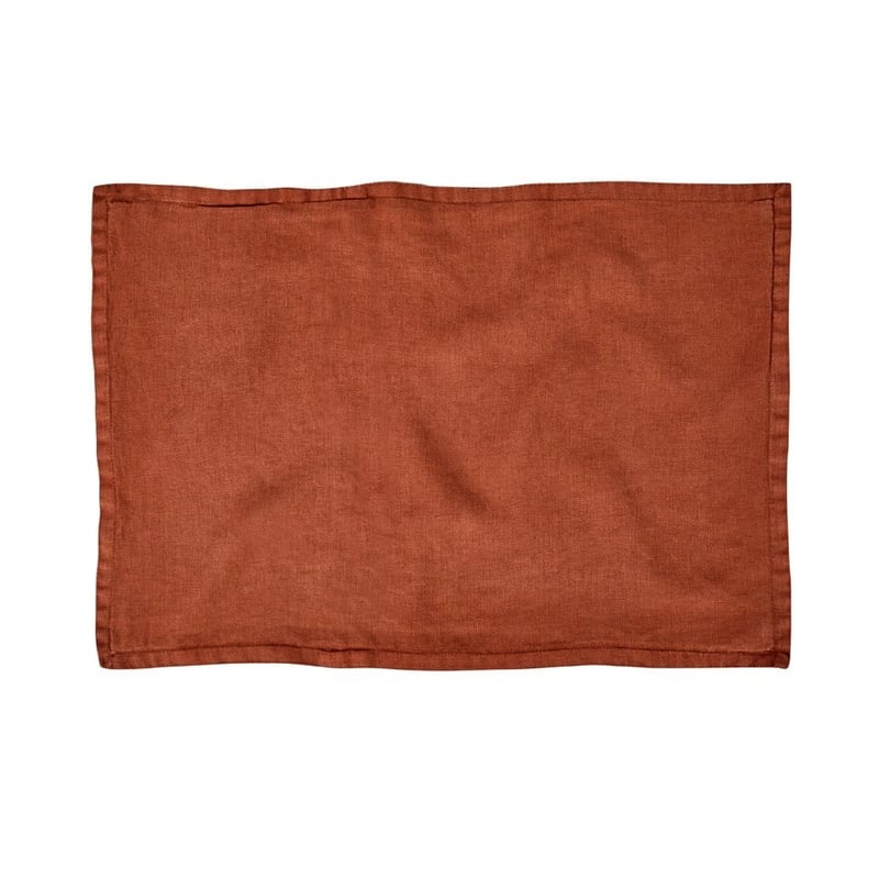 Belgian Rust Vintage Washed Linen Long Cushion