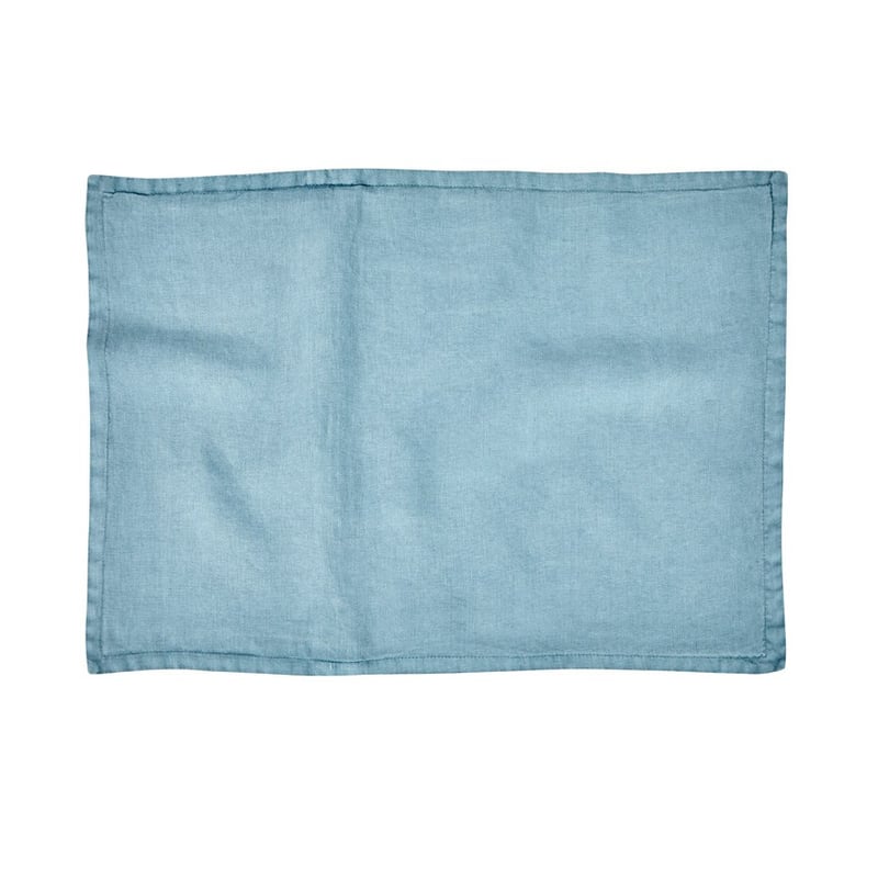 Belgian Vintage Washed Linen Steel Blue Long Cushion Cover