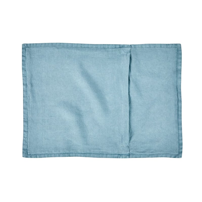 Belgian Vintage Washed Linen Steel Blue Long Cushion Cover