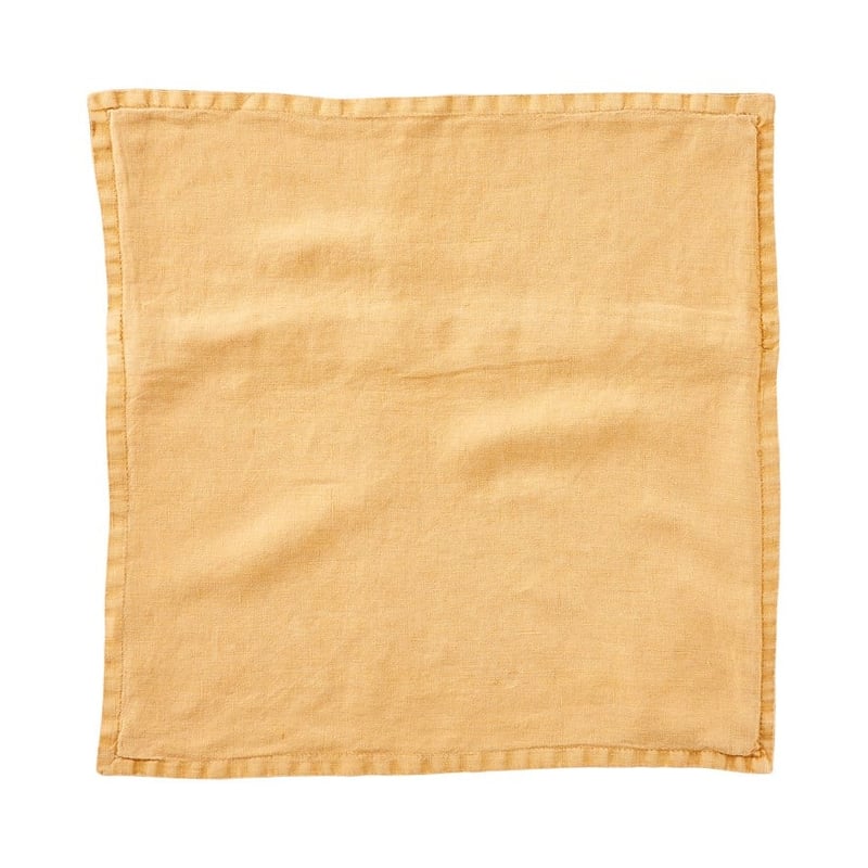 Belgian Vintage Washed Linen Burnt Butter Square Cushion Cover