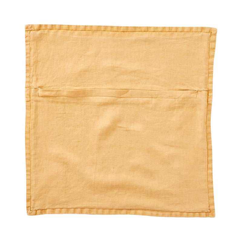 Belgian Vintage Washed Linen Burnt Butter Square Cushion Cover