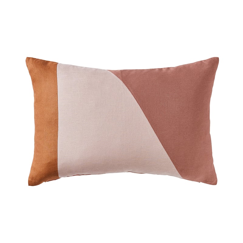 Splice Vintage Washed Linen Caramel & Nude Pink & Rose Cushion