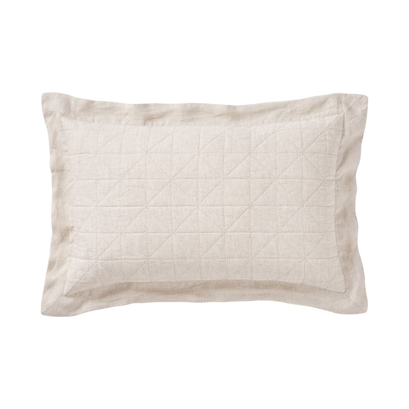 Vintage Washed Linen Quilted Cushion in Linen 