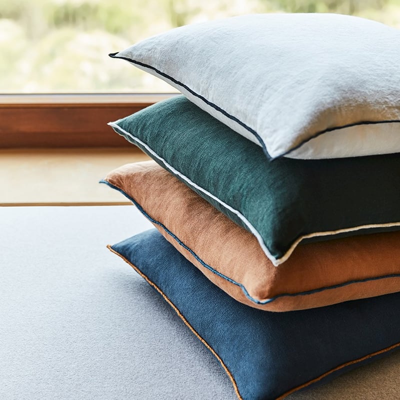 Mark Tuckey Washed Linen Mid Blue Cushion 