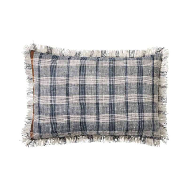 Hemp Navy & Natural Check Cushion