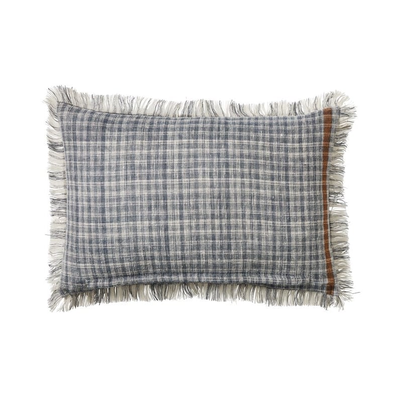 Hemp Navy & Natural Check Cushion