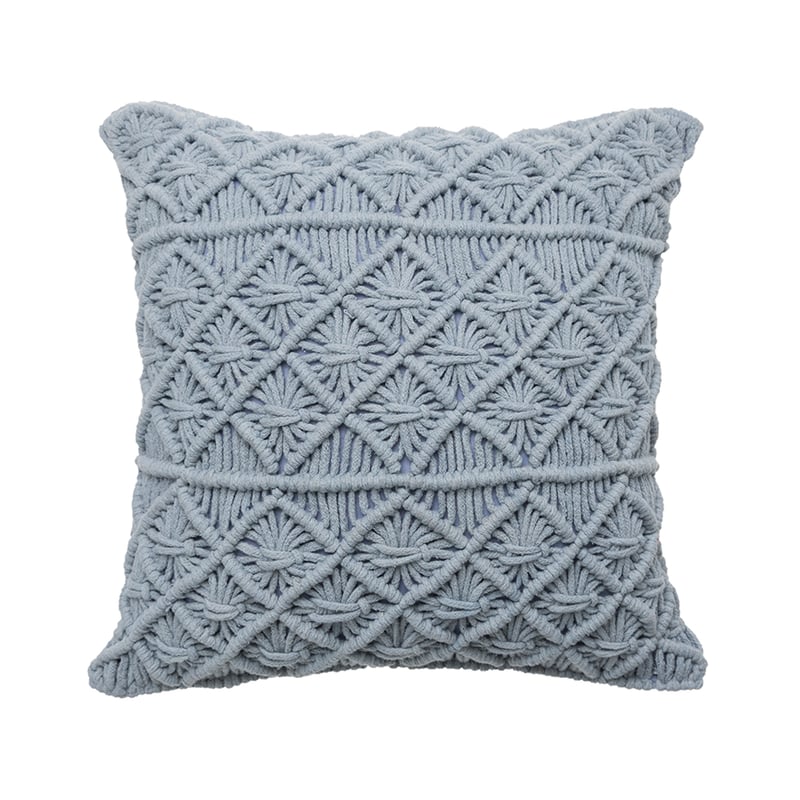 Macrame Cushion Dusty Blue 