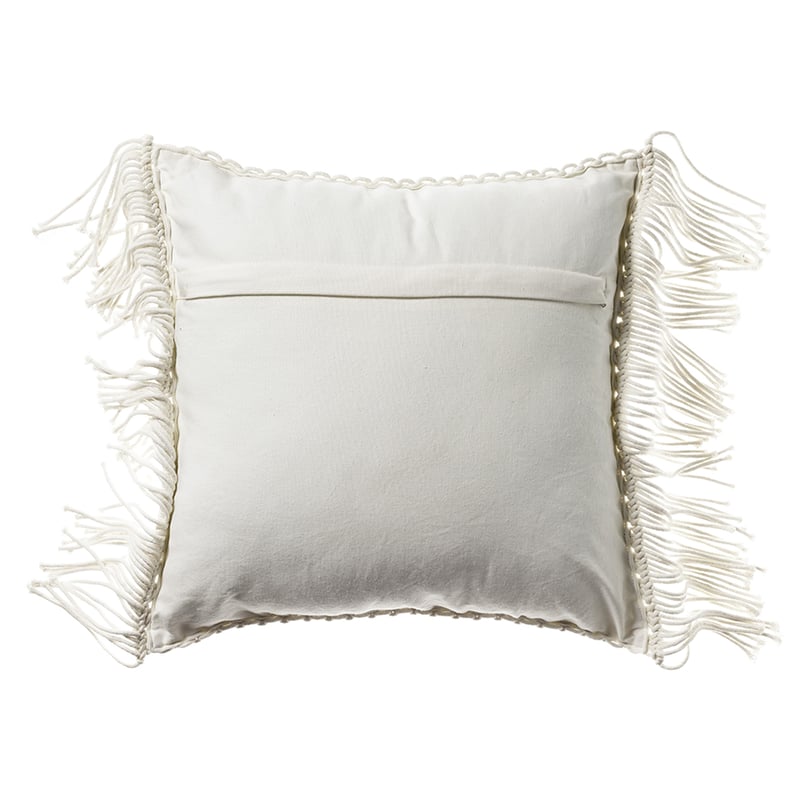 Macrame Cushion White Lattice 