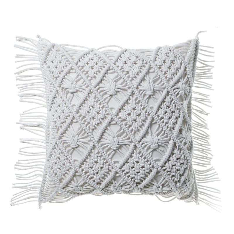 New Haven Macrame Cushion White 