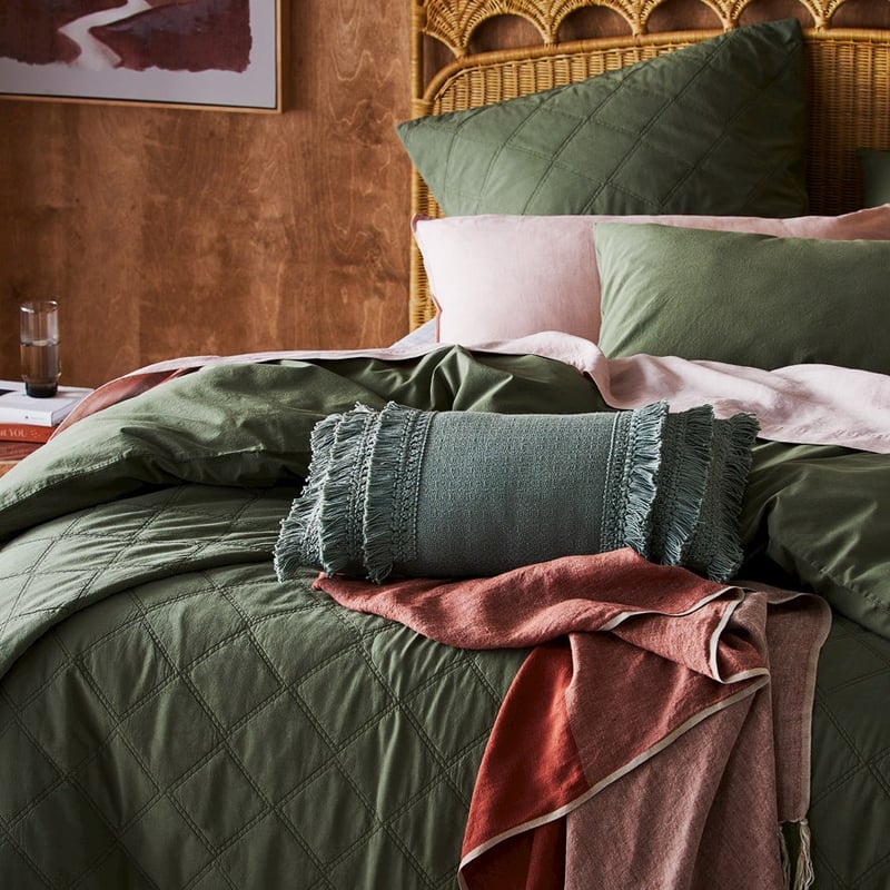 Boracay Green Fringed Long Cushion