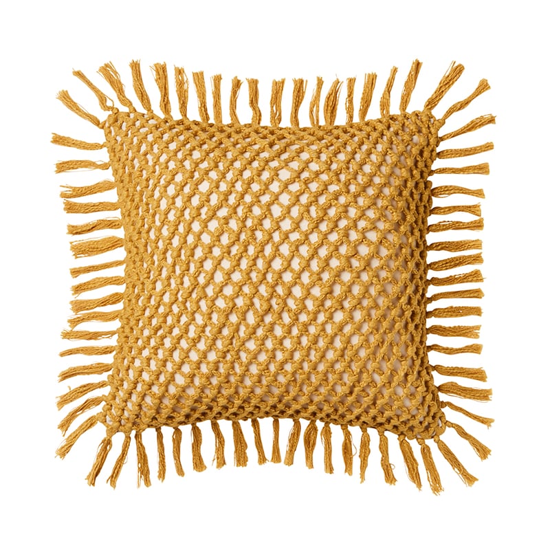Macrame Knot Cushion Mustard 