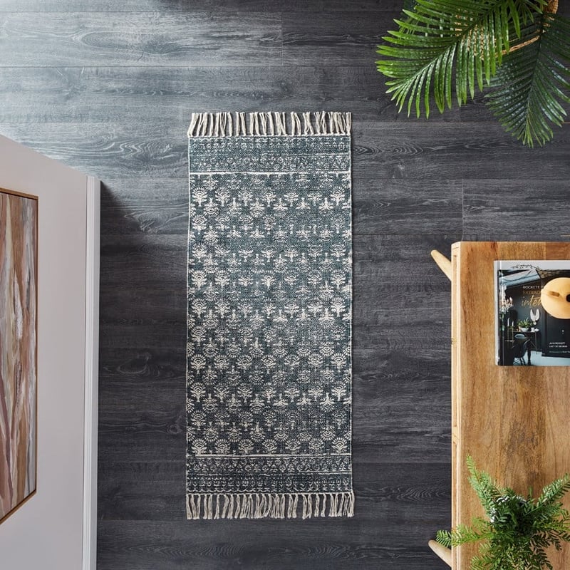 Calais Slate Block Print Rug Runner