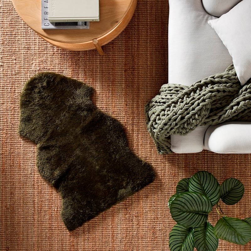 Shearling Forest Green Single Sheepskin