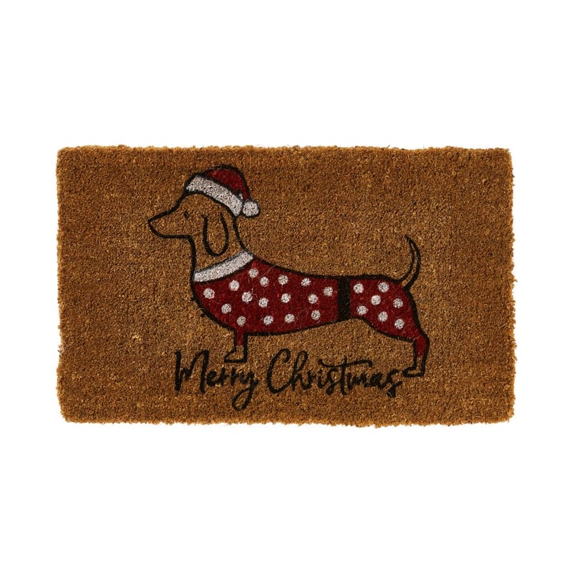 Dachshund Merry Christmas Coir Doormat