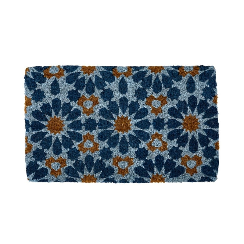Moroccan Blue Tile Coir Doormat 