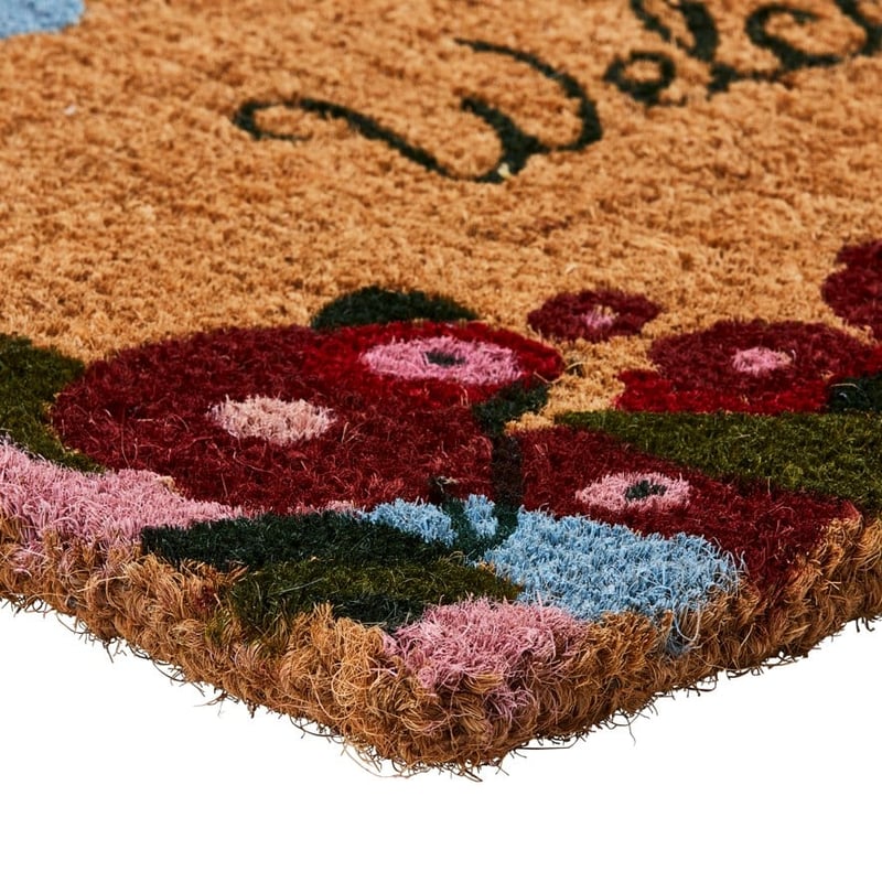 Welcome Floral Regular Coir Doormat 