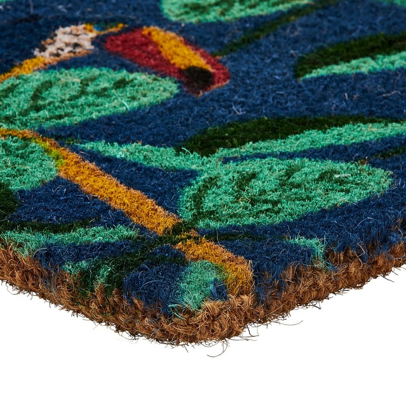 Toucan Birds Blue Regular Coir Doormat 