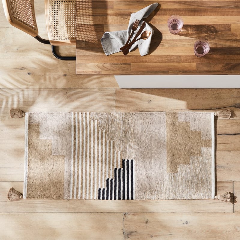Asilah Sand & Black Rug Runner