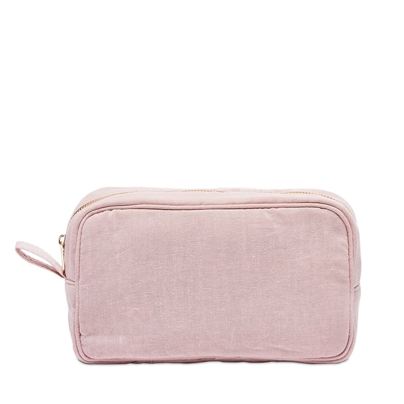 Vintage Washed Linen Nude Pink Cosmetic Bag