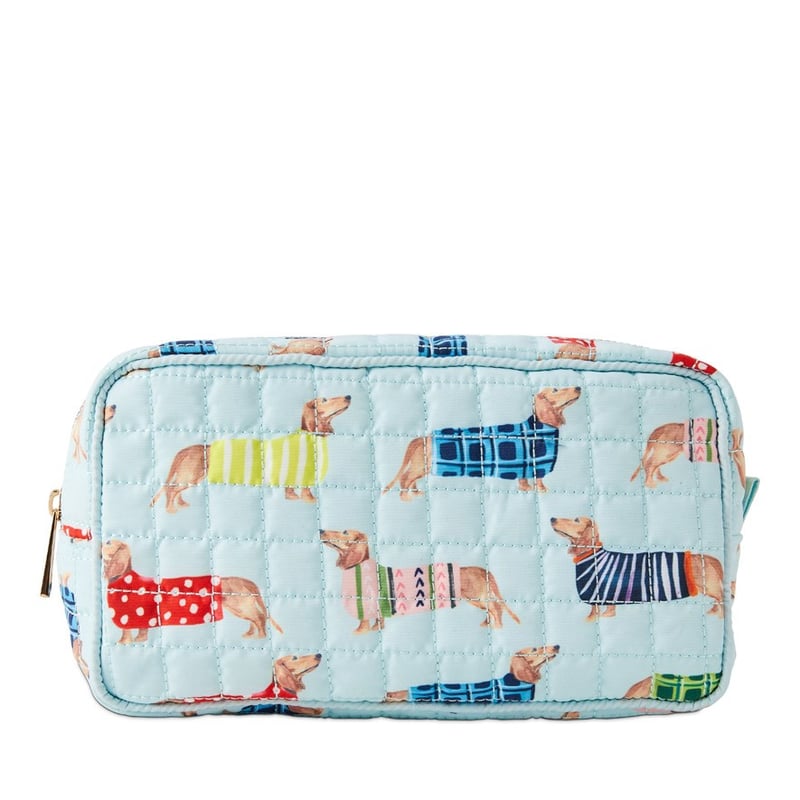 Dachshund Sky Blue Quilted Cosmetic Bag 