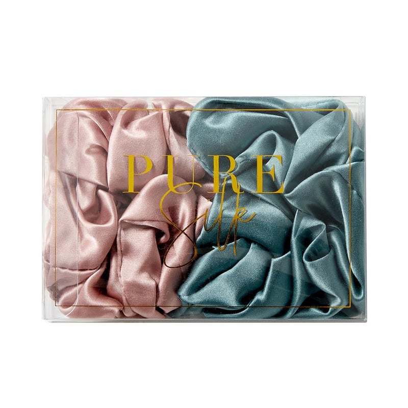 Pure Silk Sage & French Rose Scrunchie 2 Set