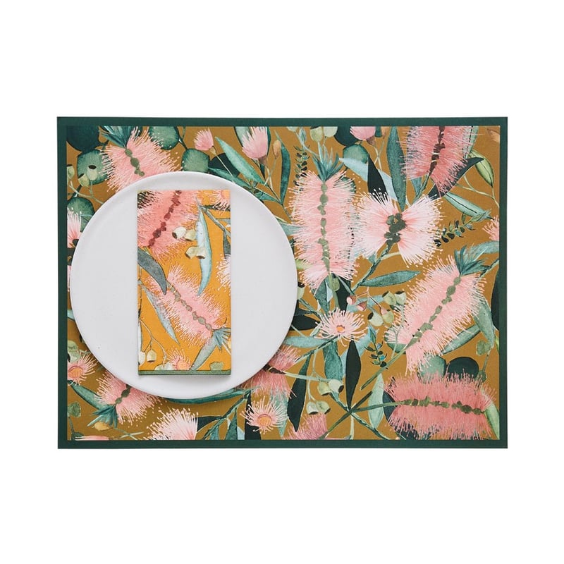 Bottle Brush Collection Mustard Paper Placemat Pack of 50