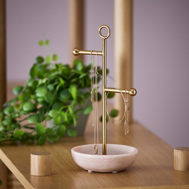 Marble Pink & Gold Jewellery Stand