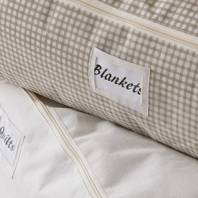 Natural Gingham Storage Bags