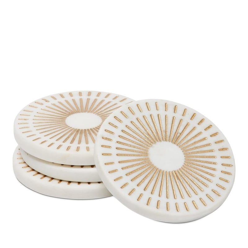 Astro White and Gold Marble Coasters