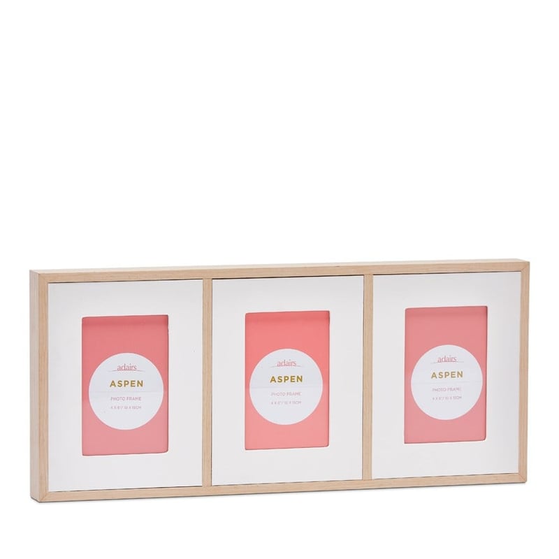 Aspen Natural 4" x 6" Triple Photo Frame 