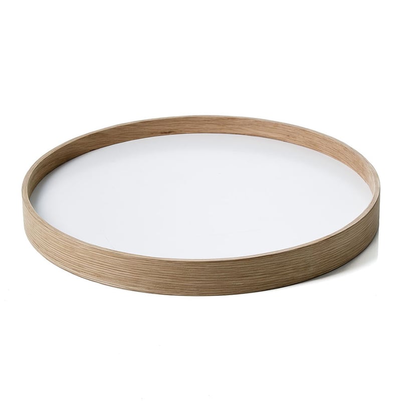 White & Natural Round Hanoi Tray