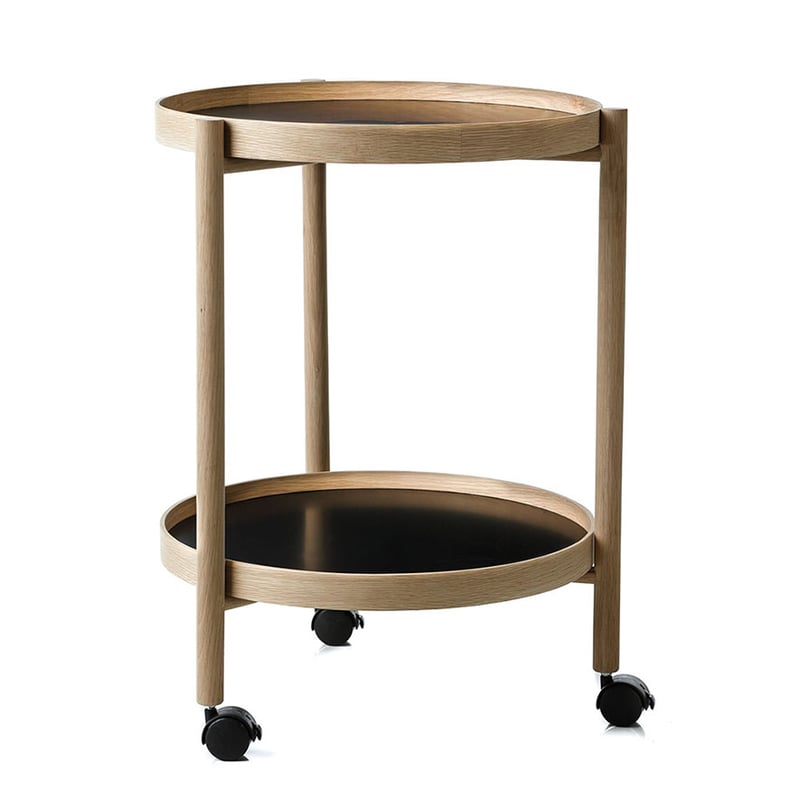 Bond Drinks Trolley Natural & Black Round