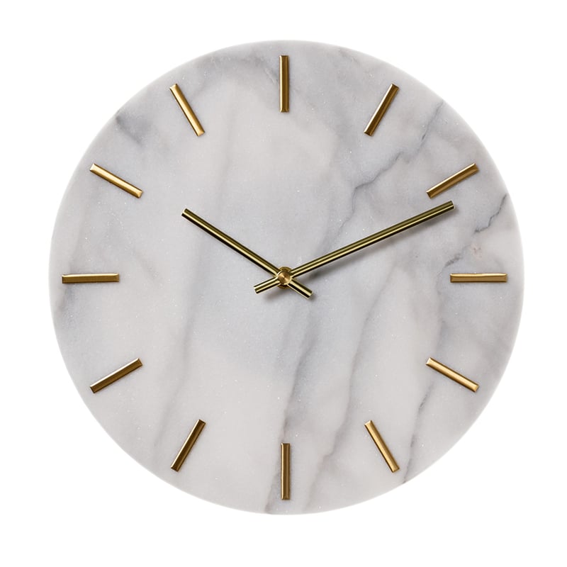 Milan Marble Clock Snow & Gold 