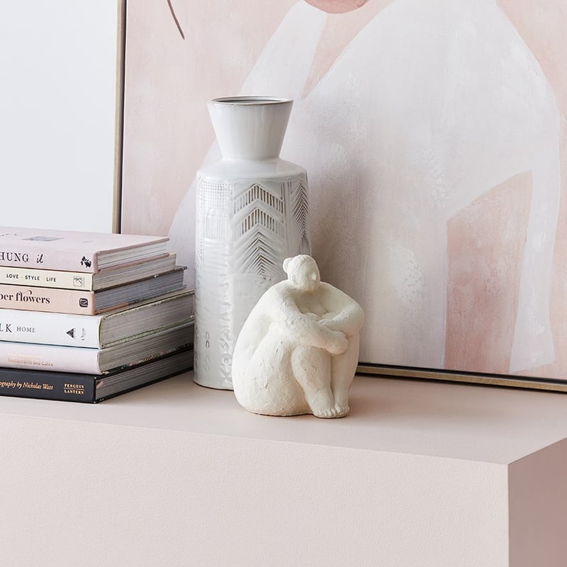 Romulus White Sitting Statue