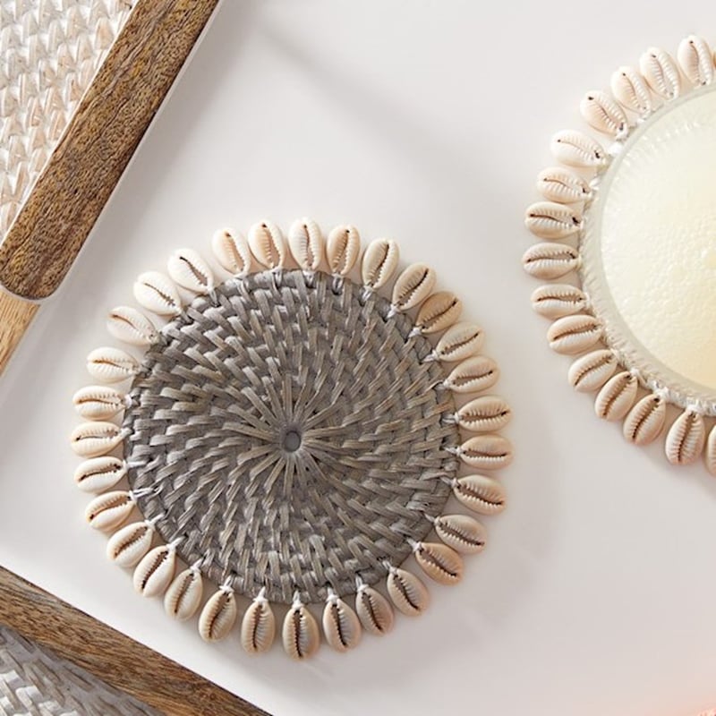 Cowrie Shell Collection Coasters Dia10cm Pk 2 Grey 