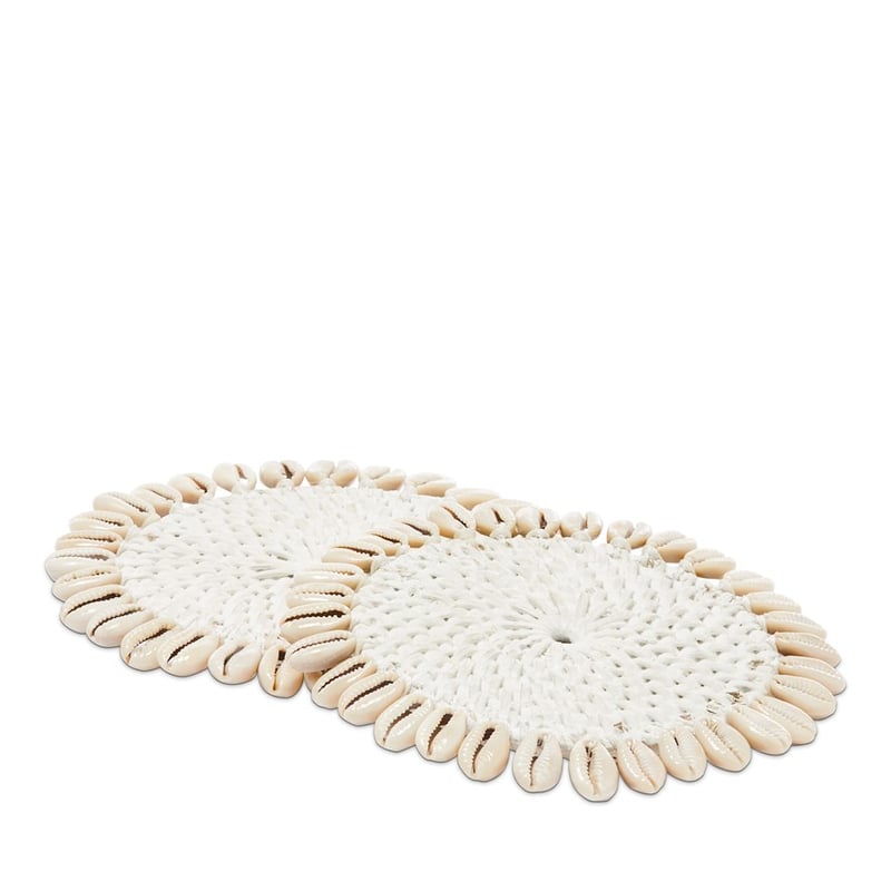 Cowrie Shell Collection Coasters Dia10cm Pk 2 White 
