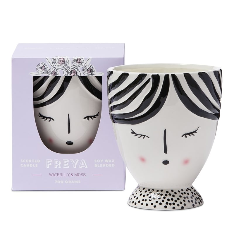 Freya Face Waterlily & Moss Large Candle