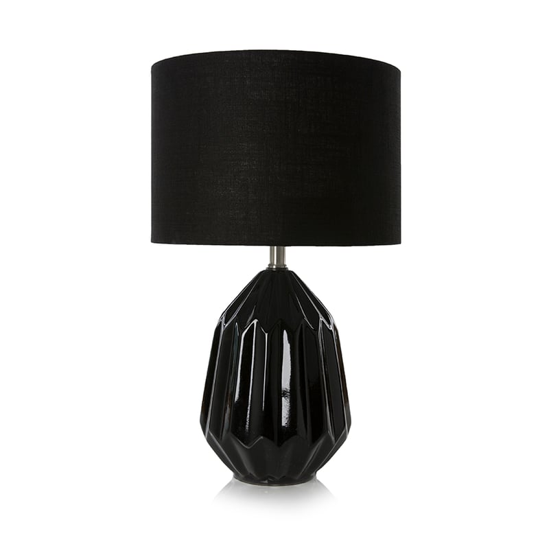 Diamond Table Lamp Black/ Charcoal Ceramic