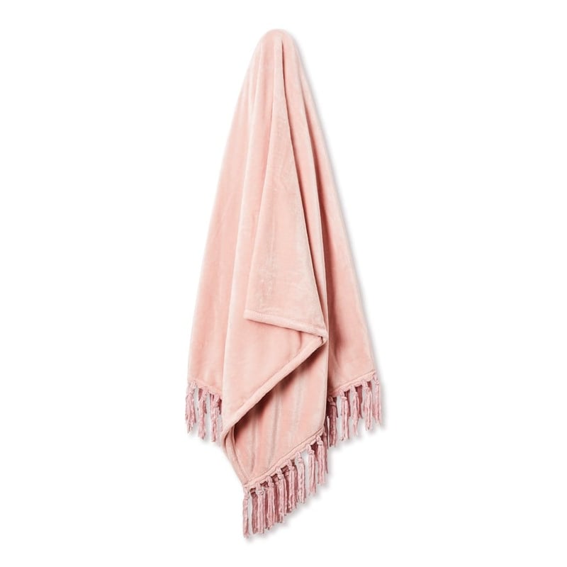 Aspen Fleece Blush Tassel Throw 
