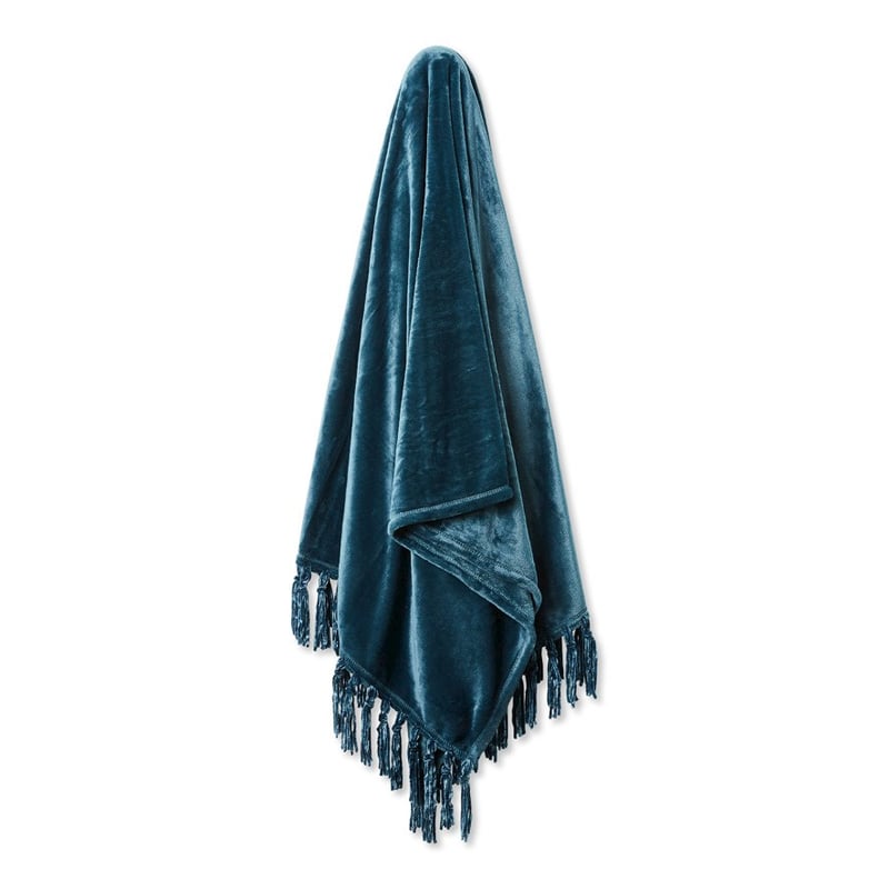 OLT Aspen Fleece Tassel Throw W20 130x170cm Teal 