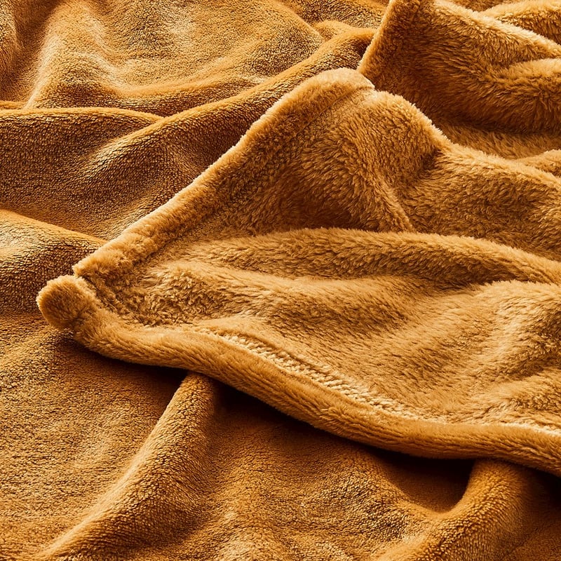 OLT Aspen Fleece Blanket W20 Queen Mustard 