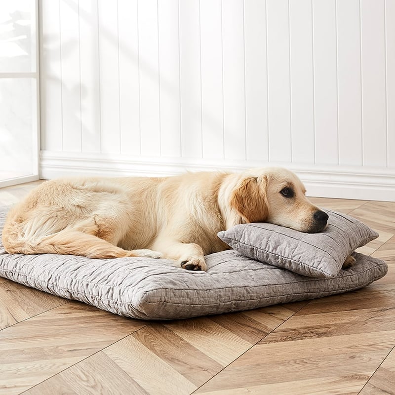 Comfort Collection Vintage Washed Linen Quilted Grey Marle Snuggle Mat Cover