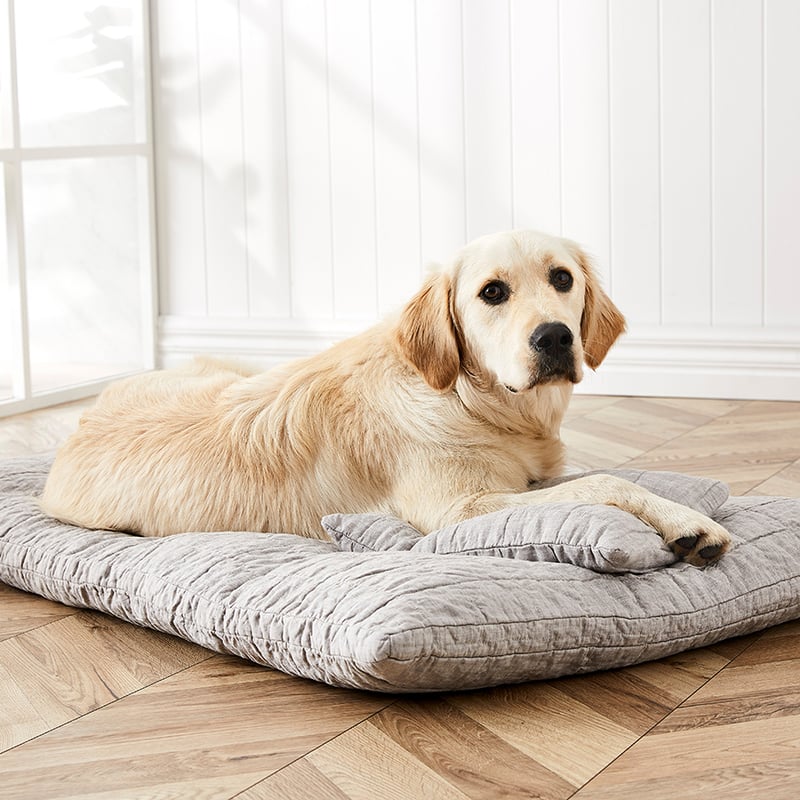 Comfort Collection Vintage Washed Linen Quilted Grey Marle Snuggle Mat Cover