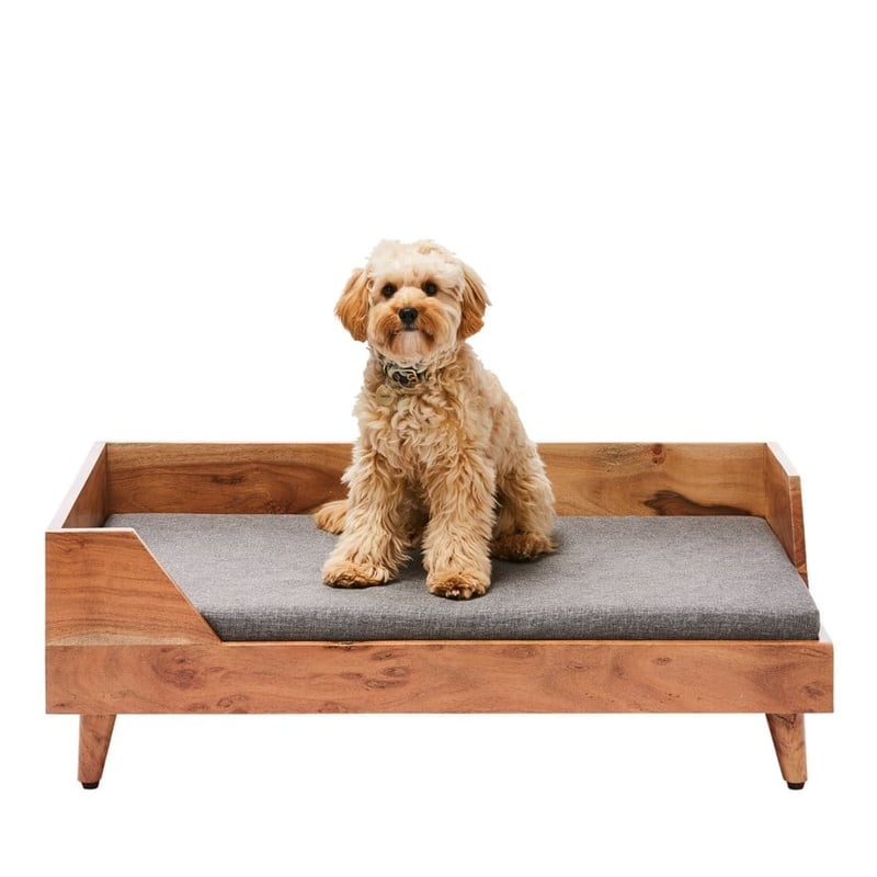 Scout Timber Pet Bed Collection Large 107x77x30cm Acacia/Grey 